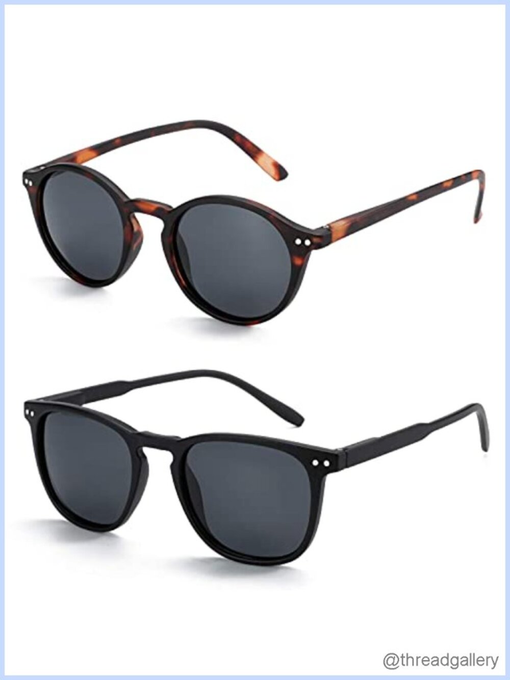 Polarized Sunglasses Retro Round Square Frames UV Protection 2 Pack Unisex